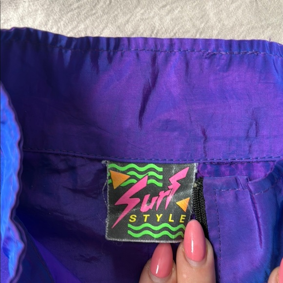 Vintage 90’s Kids Surf Style Retro Iridescent Purple Windbreaker - Picture 6 of 9